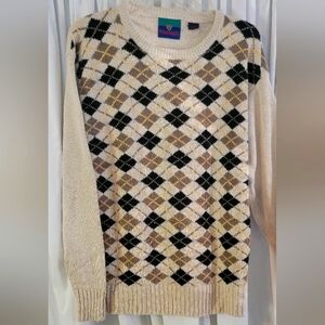 Vtg Woodward Argyle 100% Silk Sweater Hong‎ Kong Golf Preppy Dress